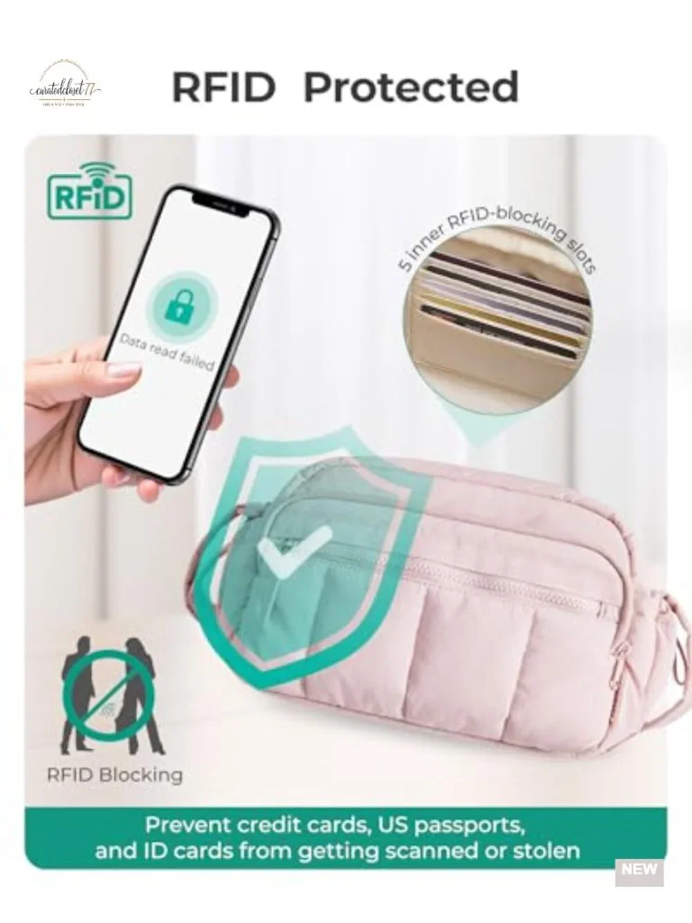 Anti Theft Crossbody Bag with RFID Blocking, Quilted Puffy Travel Purse